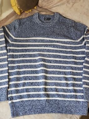 GAP Blue and White Striped Crewneck Sweater